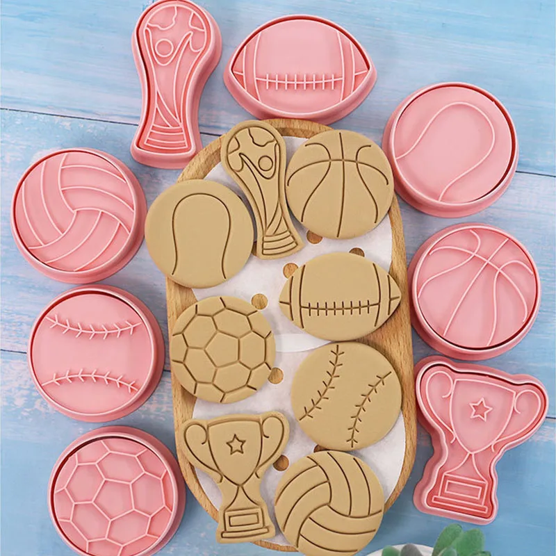8 sztuk/zestaw motyw sportowy foremki do ciastek trofeum piłka nożna koszykówka foremka do ciasteczek Cookie znaczki forma do pieczenia DIY narzędzia do pieczenia w kuchni