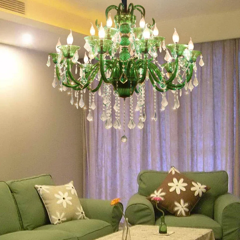 BROTHER European Crystal Pendent Lamp Green Candle Lamp Luxury Art Living Room Restaurant BedroomVilla Hotel KTV Chandelier image 5