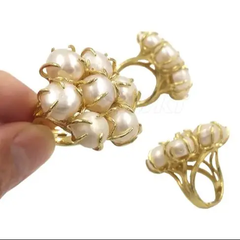 

WT-MPR123 Super Beautiful Flower Shape Seven Freshwater Pearl Beads Special Design Women Ring For Cocktail Party Elegant Jewelry