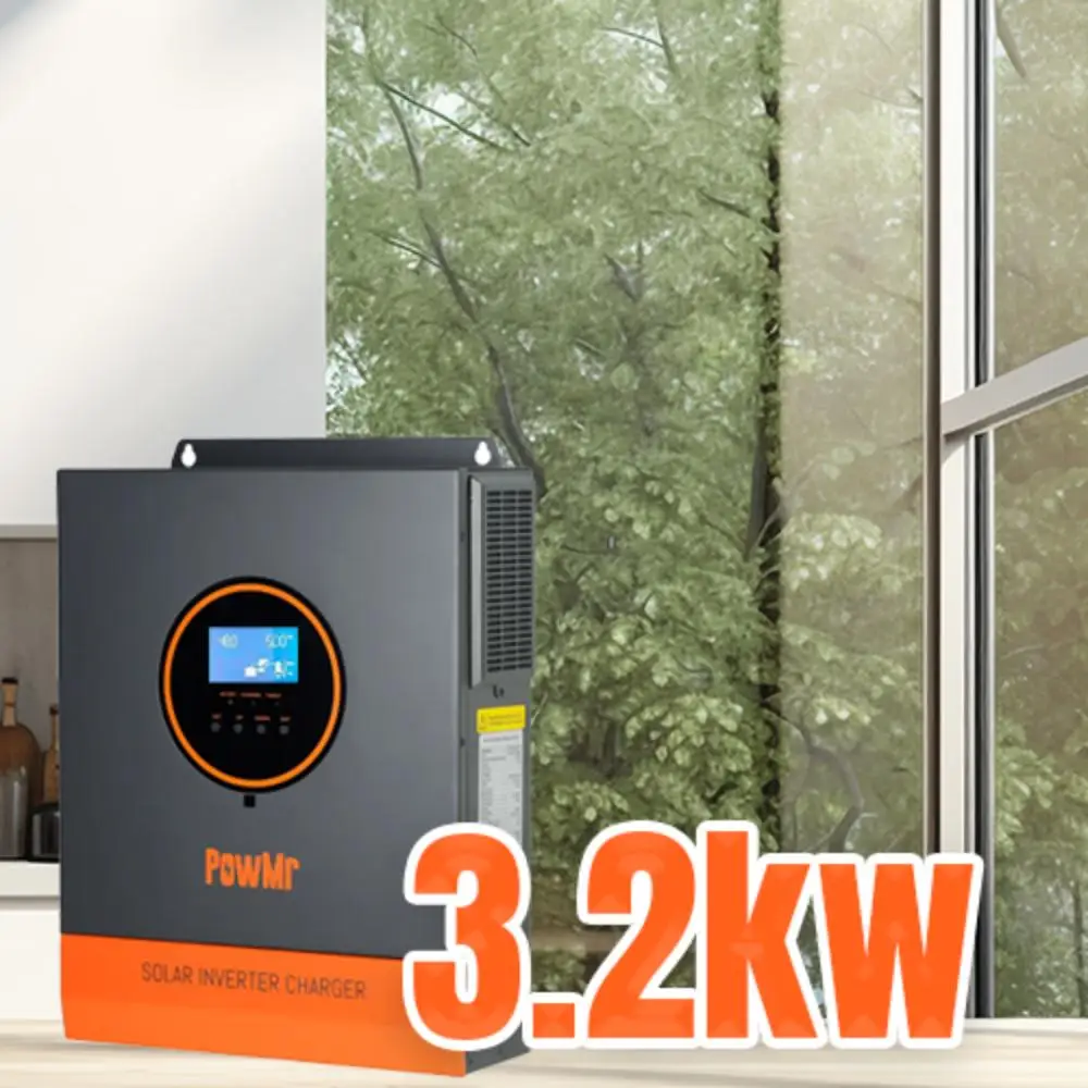 

PowMr 3200W Pure Sine Wave Inverter 60A MPPT Charging Controller 24VDC to 110VAC Solar Inverter Max PV 90Vdc Charging 3-modes