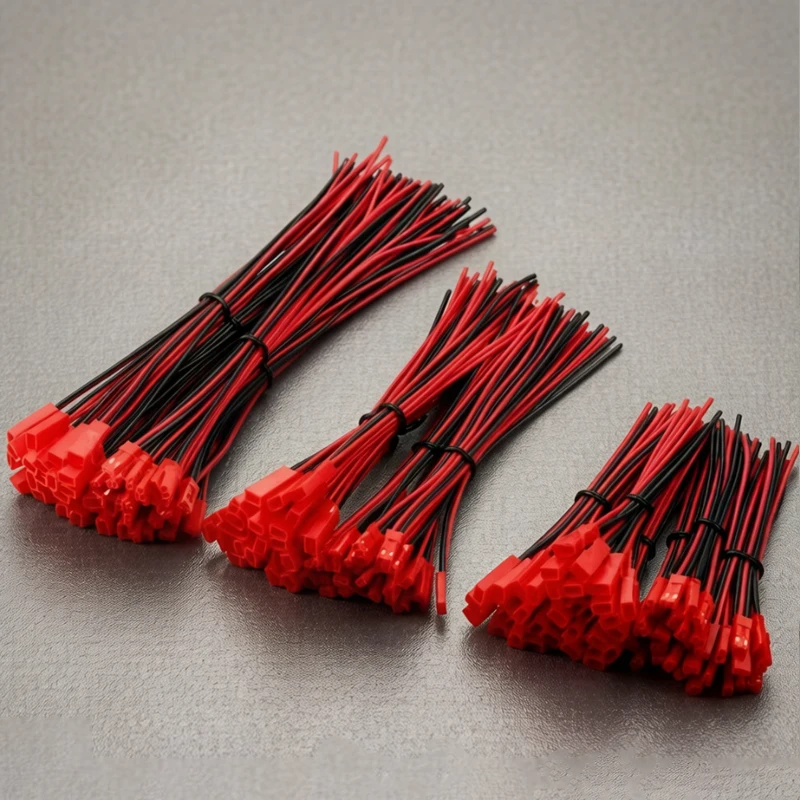 20 Stück männliche und weibliche Steckverbinder, JST-Steckerkabel, DIY 2-poliger Steckverbinder, 2,54 mm Abstand, roter und schwarzer Anschlussdraht, 10 cm/30 cm – Detail 5