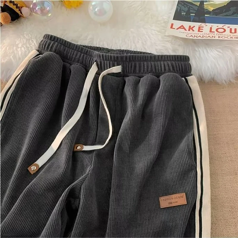 1/2/3개 겨울용 두꺼운 바지 남성 캐주얼 스트레이트 스웨트팬츠 코듀로이 와이드 레그 바지 Y2K 하라주쿠 하이 스트리트 조거 팬츠 남성용
