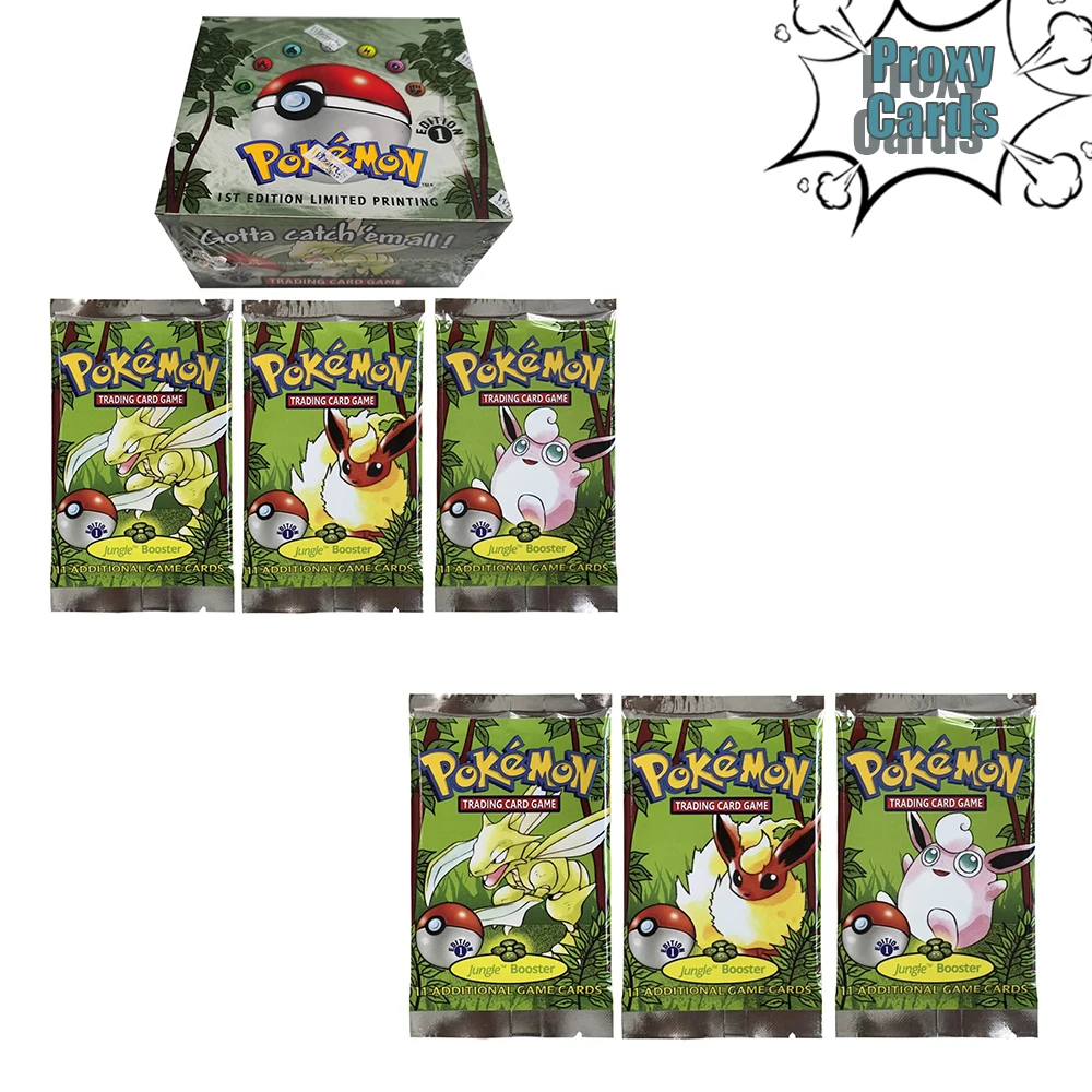 

Карты Pokémon 1st Edition Jungle Booster Foil 36 упаковок PKM Proxy Card Trading Card Game Карточная игра Весь набор Коллекция Карточная игрушка