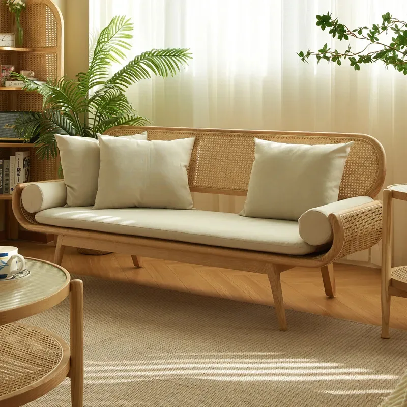 

Французский ленивый диван из цельного дерева из ротанга B & B, креативная скамейка для отдыха в гостиной