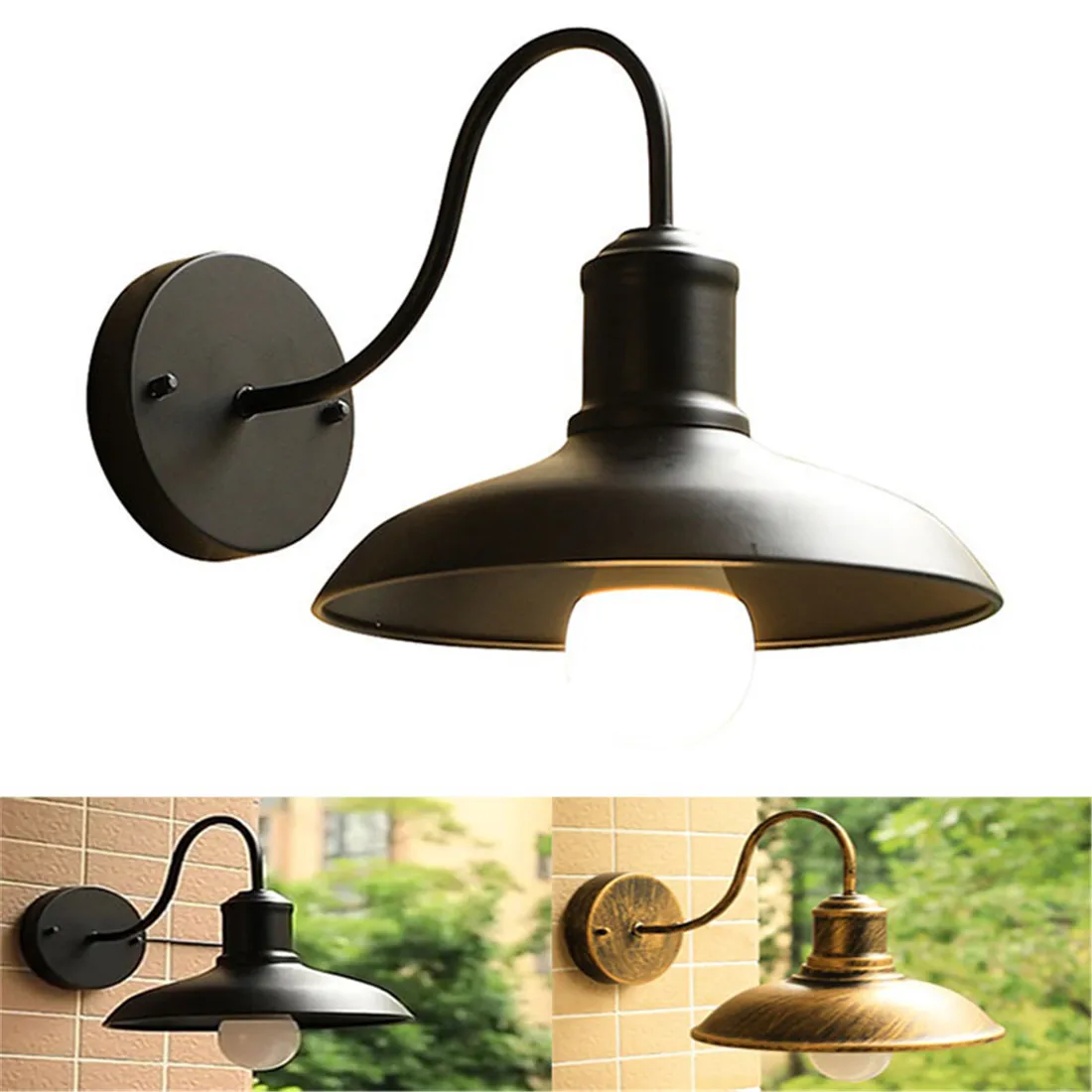 

Outdoor Barn Light Exterior Black Rustic Gooseneck Wall Light Fixture Industrail Farmhouse Wall Sconce for Patio,Garage,Bathroom