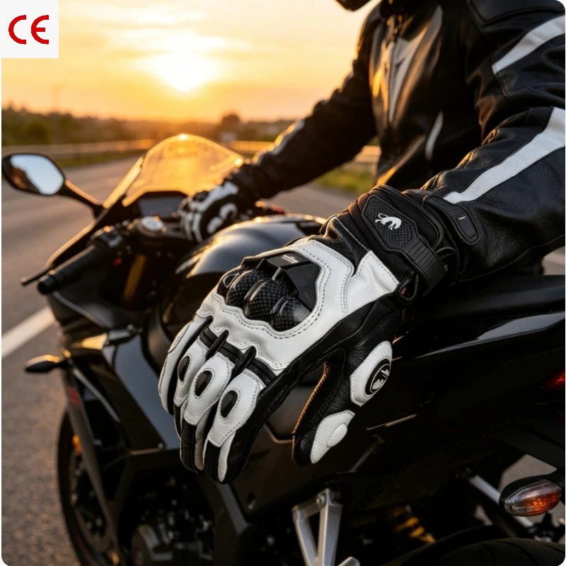 

High Quality Genuine Leather Motorcycle Gloves Men Comfortable Wearproof Racing Moto Gloves Outdoor Motorbike Riding Hand Gear