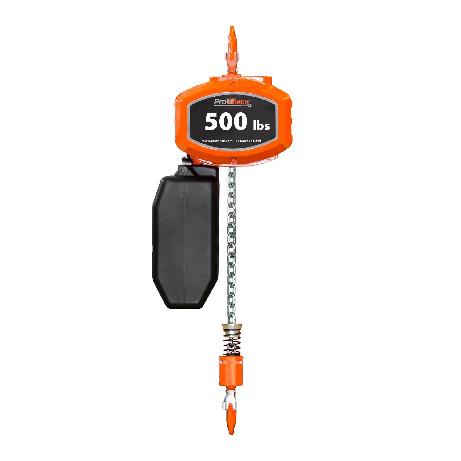 Prowinch 500 Lb 1-Speed Electric Chain Hoist Featuring A 20 Ft G100 Chain, M4/H3 Duty Rating, Compatible With Dual Voltage