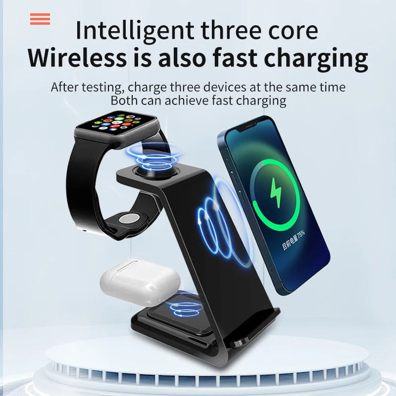 100W 3 in 1 Wireless Charger Stand Fast Charging Dock Station for iPhone 14 13 12 11 X 8 Apple Watch 8 7 6 iWatch Airpods Pro