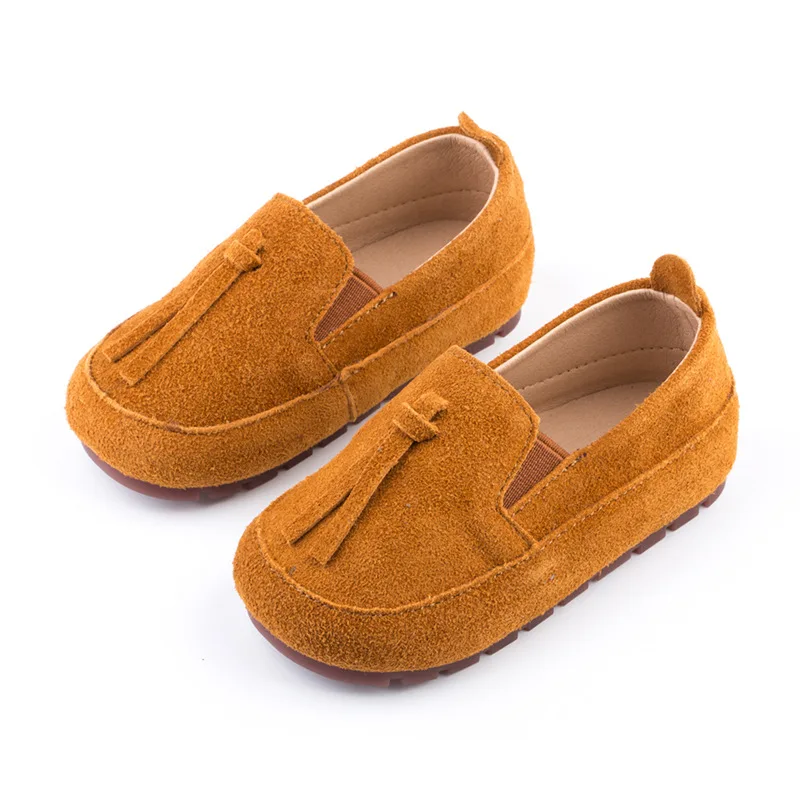 Crianças moccassim sapatos meninos estilo coreano simples cor sólida macio versátil meninas round-toe crianças moda borla deslizamento-on casual