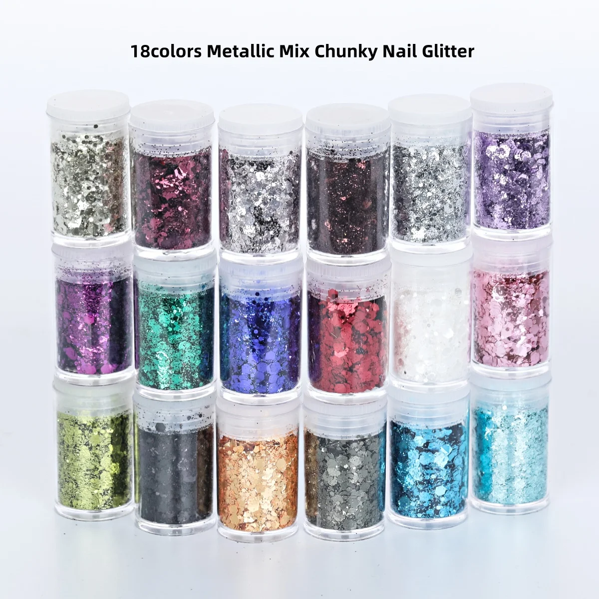 18 Farben Nagelglitzer holografisches Glitzerpulver 1/128" Harz Glitzerpulver Paillettenflocken, Nagelpulver holografisch schillernd