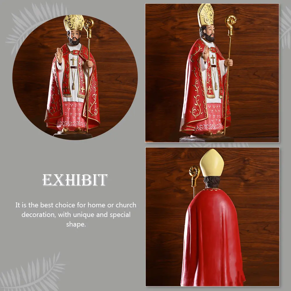 

Archbishop King Statue Resin Portable Home Desktop Adornment Unique Red Clothing Religious Decoration Church Decoration