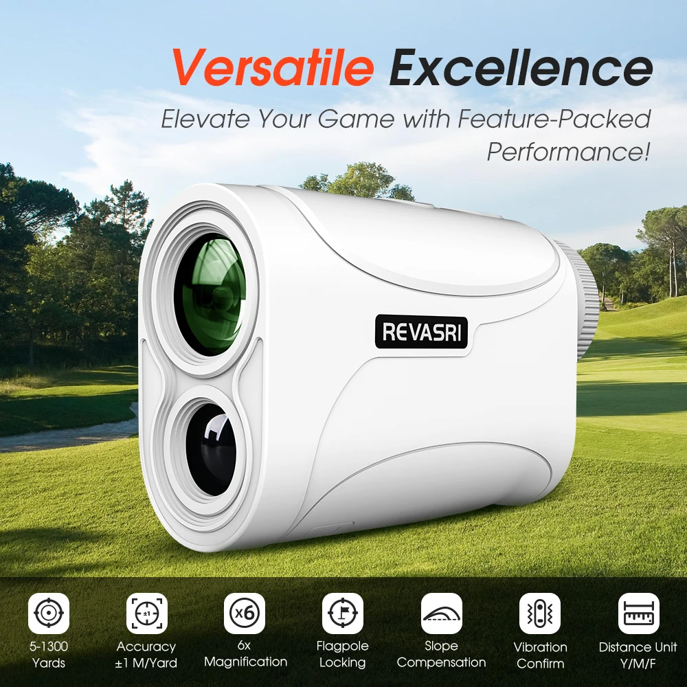 REVASRI Mini 1300 Yards Golf Rangefinder with Flag Locking Vibration Function 6x Magnification USB-C Charge for Ladies Golfers