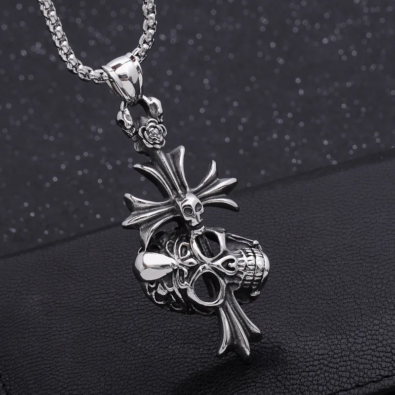 مبالغ فيها شخصية الشارع الرقص الرجعية الملحقات العصرية الذكور طالب الجمجمة الصليب قلادة الذكور والإناث قلادة