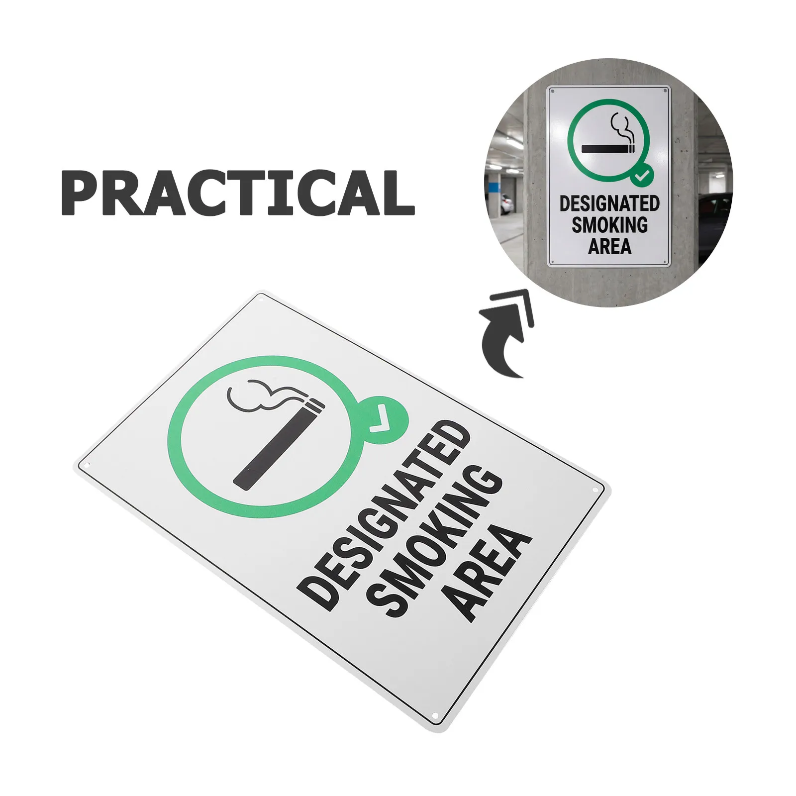2Pcs Vintage Metal Tin Smoking Area Sign Designated Smoking Section Wall Plaque for Restaurants Cafes Hotels Office