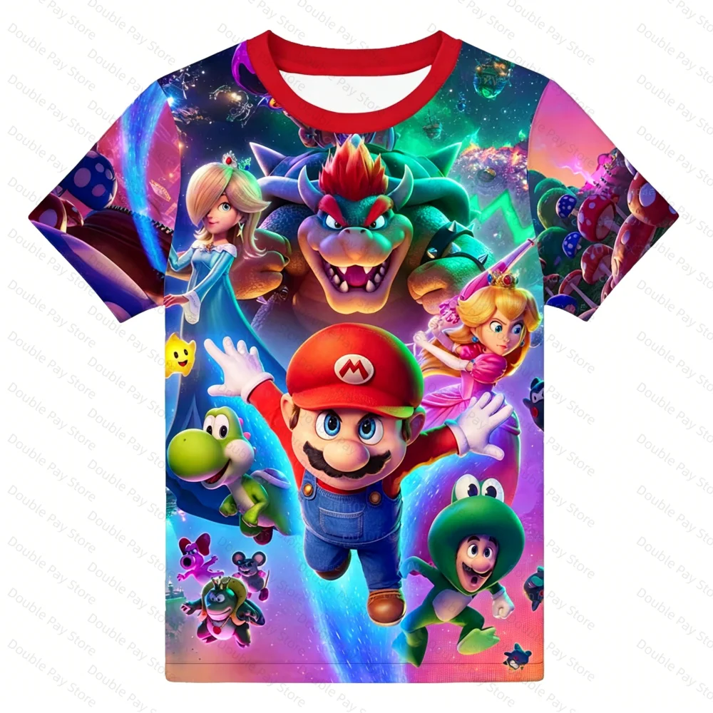 

Newest 2026 The Super Mario Galaxy Movie 3D Print Tops Cartoon Children Short Sleeve T-shirt Summer Popluar Men Funny Mario Tees