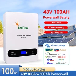 Powerwall Lifepo4 Lithium Ion Battery 48V 100Ah 200Ah 10Kwh 5kwh 100Ah Power Wall Mounted Home Solar Energy Storage Battery