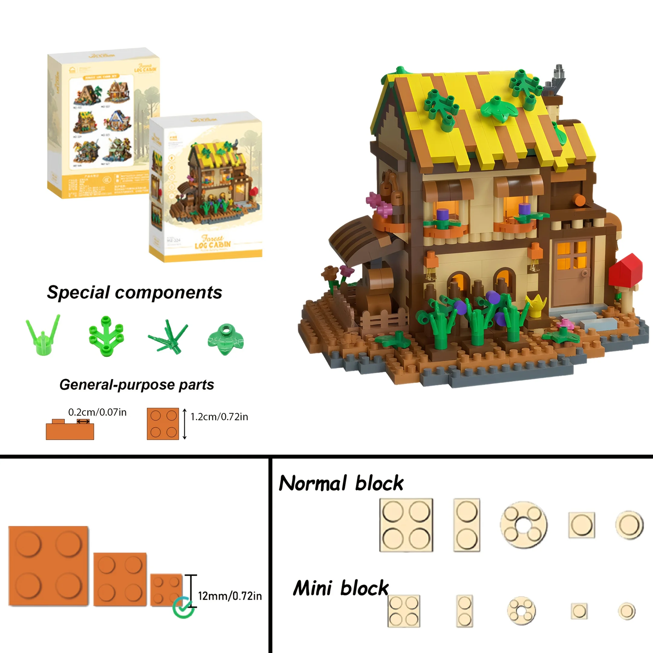 834+ Micro-Particle Secret Garden Holzhaus, warmes Bausteinset, Geschenkbox, Mini-Landschaft