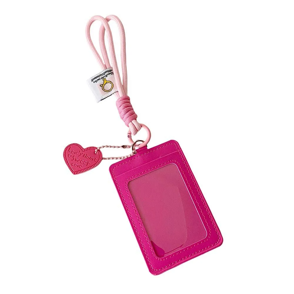 ID Card Protective PU Leather Bus Card Cover Credit Card Key Chain Korean Photocard Holder Keyring Student Badge Holders Office