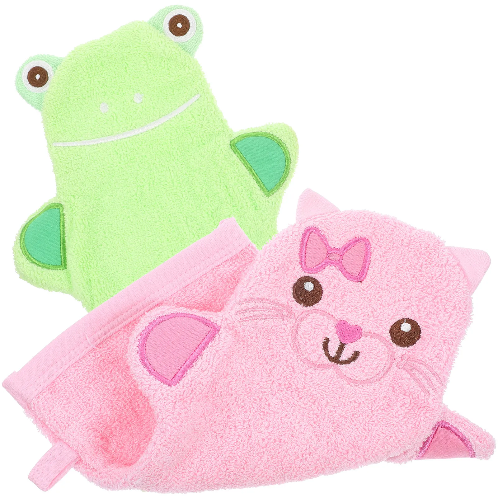 

2Pcs Cartoon Bath Gloves Kids Shower Mitt Exfoliating Body Scrubbing Mitt Comfortable Baby Bath Accessories Shower Gloves