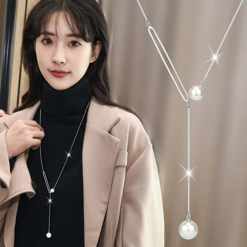 

2025Simple and atmospheric long women's sweater chain necklace accessories