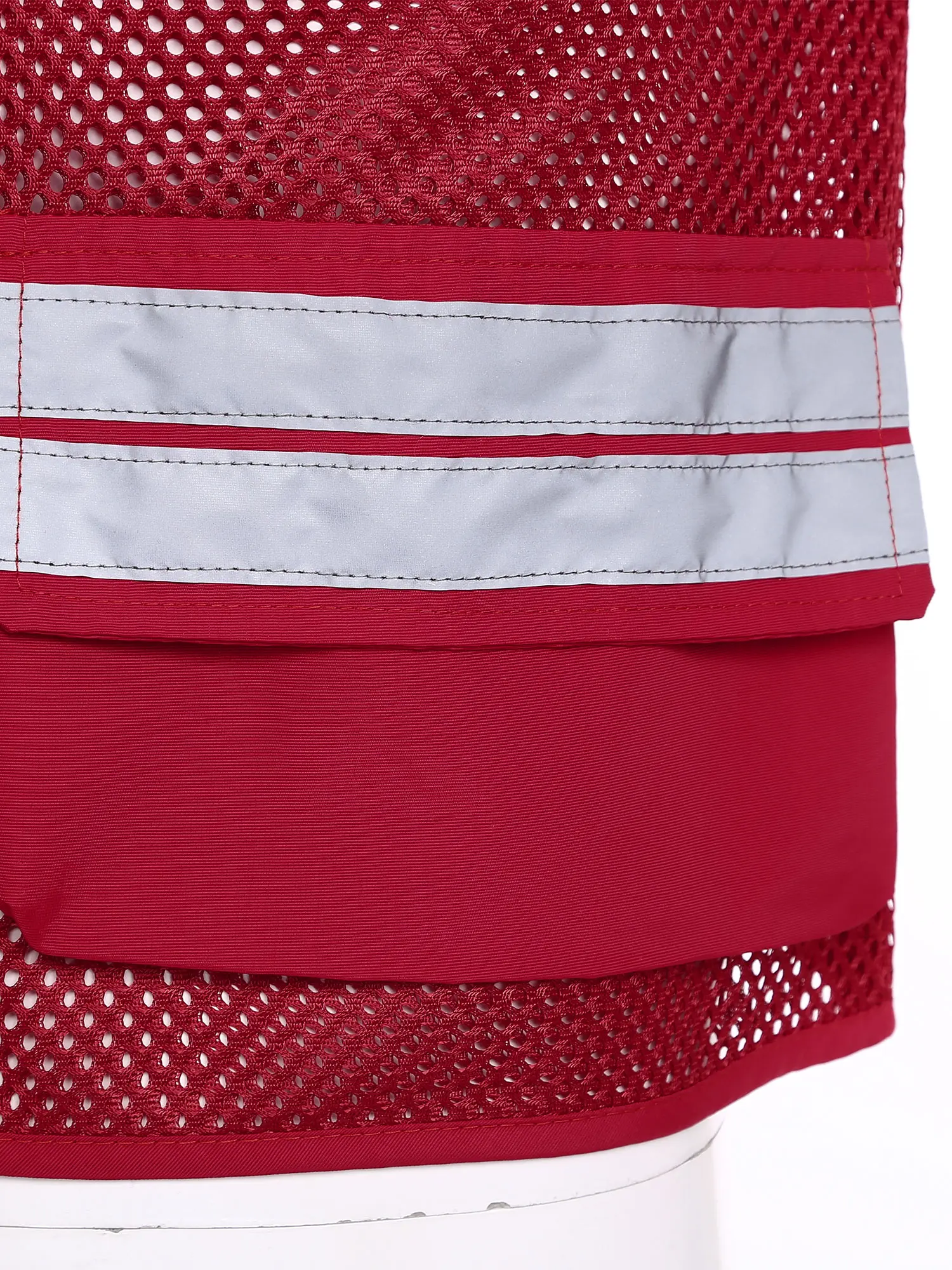 سترة كارجو للبالغين متعددة الجيوب، عاكسة للضوء، شبكية، بدون أكمام، بياقة على شكل V، بسحاب أمامي، ملابس عمل للصيد وركوب الدراجات ليلاً