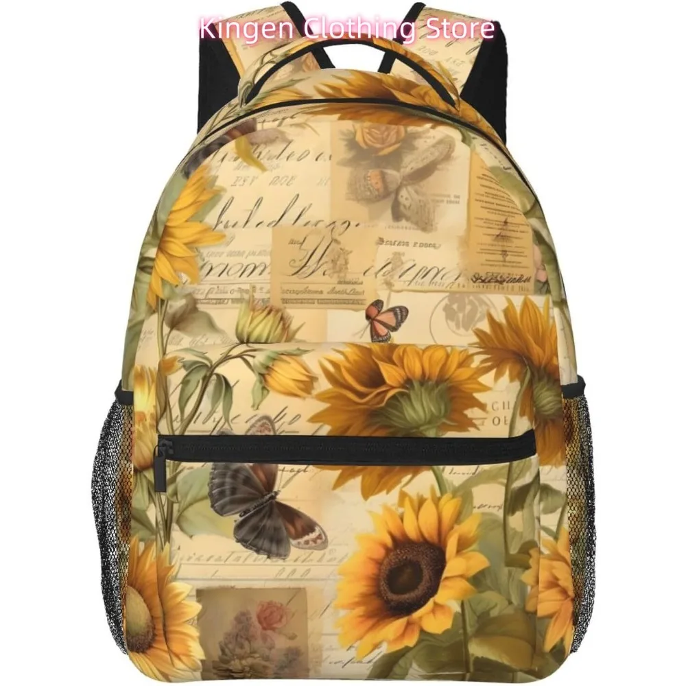 

Сумка для ноутбука «Снова в школу», винтажный легкий рюкзак для ноутбука с подсолнухом, легкий многоцелевой дорожный повседневный рюкзак унисекс Co