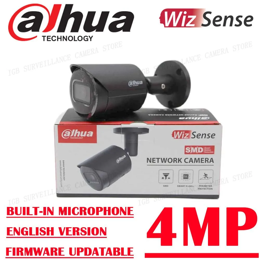 كاميرا شبكة مقلة العين الثابتة من داهوا-IR ، WizSense ، ميكروفون مدمج ، 4MP ، 7.5
