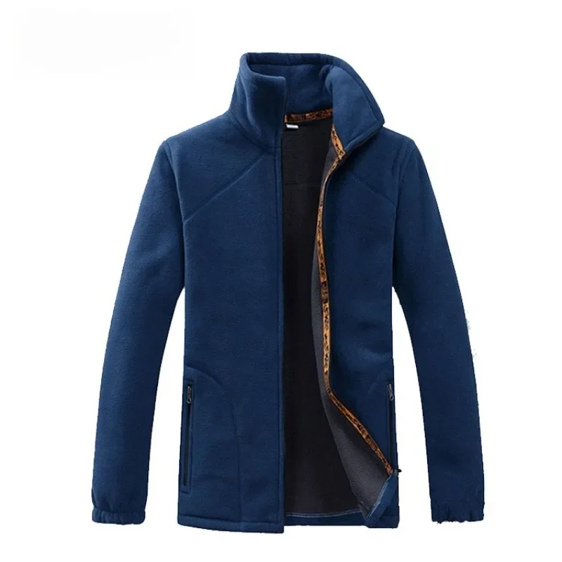 

Men's Fleece Zip Jackets Plush Thick Windproof Warm Stand Collar Coats Fleece-lined Outdoor Coldproof Casual Jackets