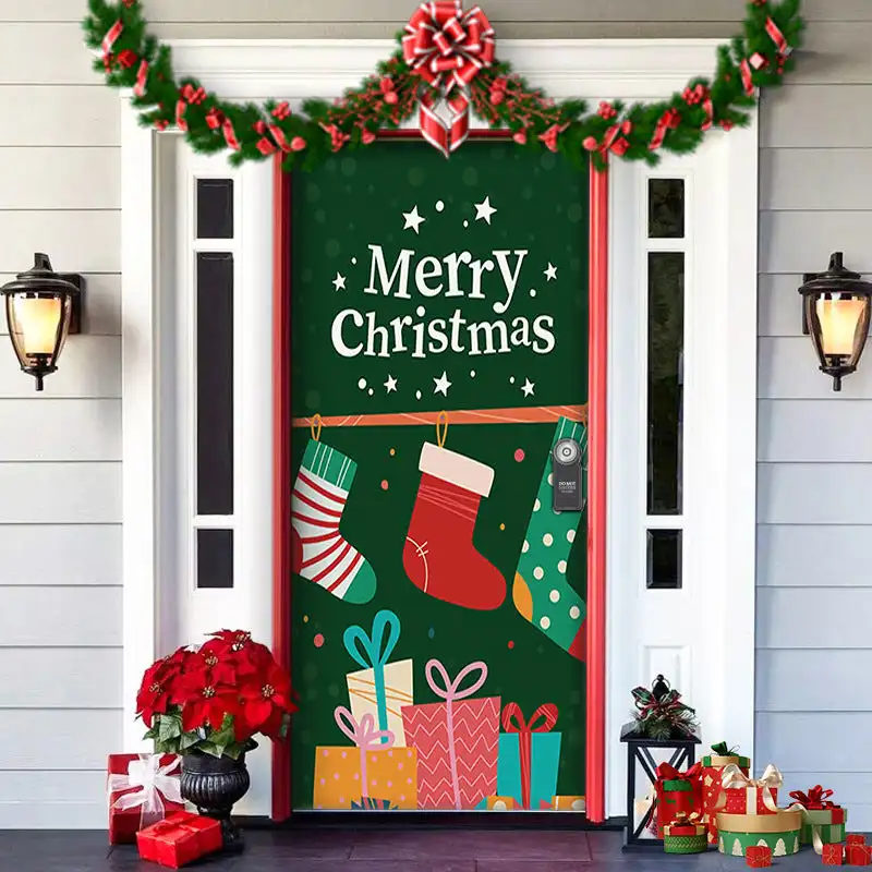 36 Nightmare Before Christmas Outdoor Decorations Christmas Door Cover Decorative Hanging Cloth Holiday Party Atmosphere Curtain