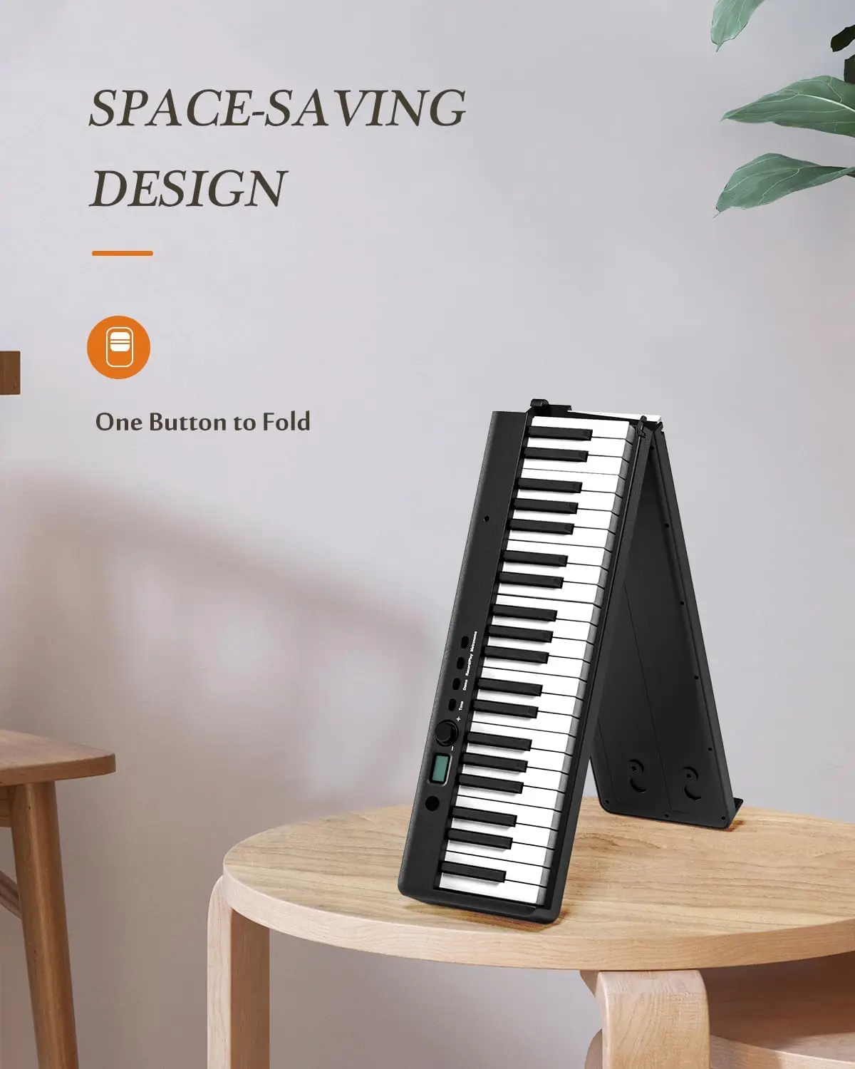 Piano Keyboard, Semi-Weighted Folding Digital Piano 88 Key, Full Size, Wood Grain, Electric Piano Keyboard w/MIDI Bluet