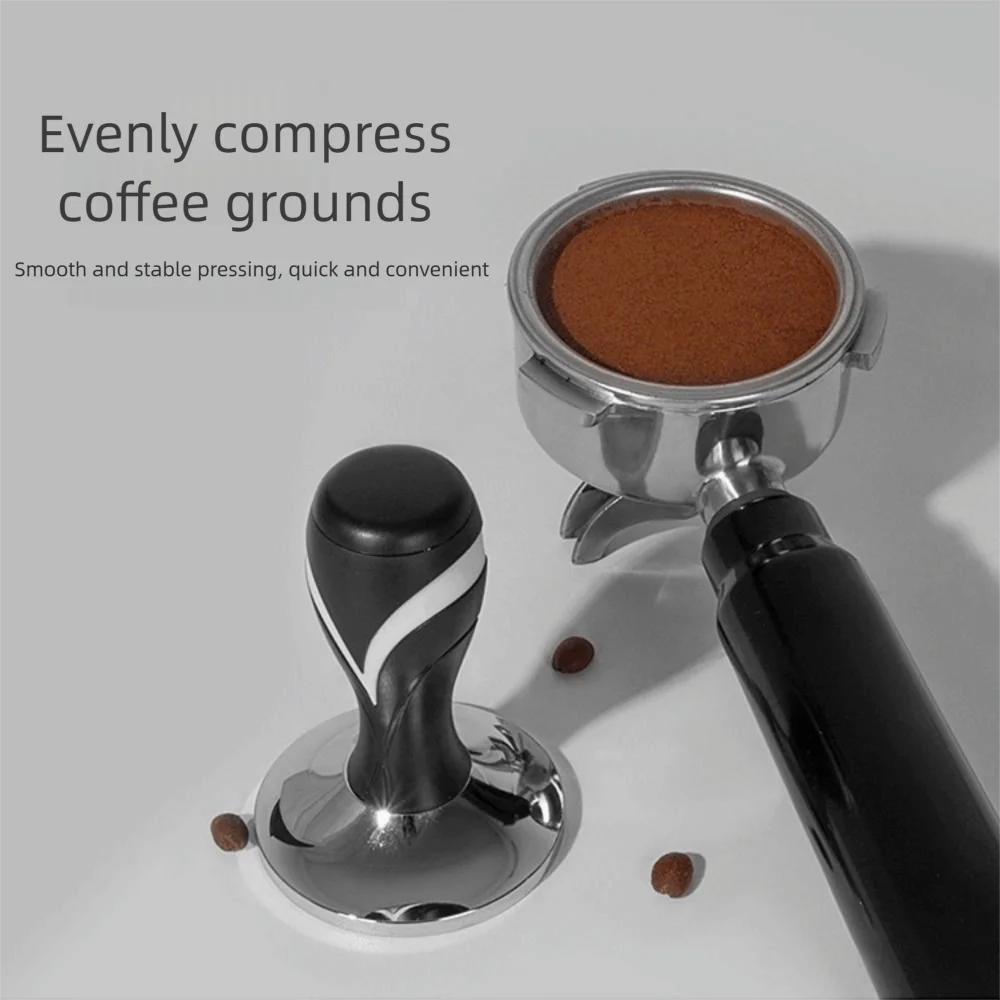 51/53/58mm Coffee Tamper Constant Pressure Flat Bottom Coffee Powder Press ABS Anti-slip Handle Coffee Leveler Professional Use