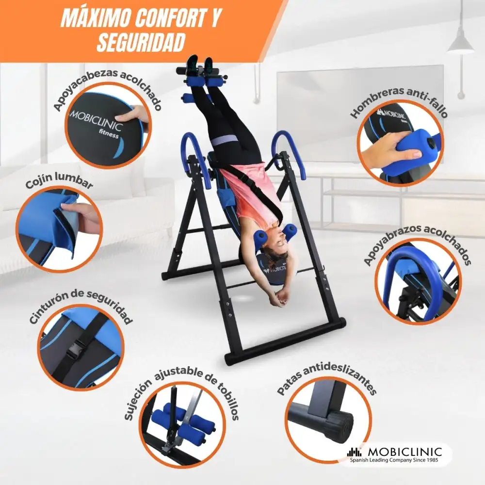 Foldable 131-190cm Adjustable Inversion Table 120kg Tilt 180º Max Safety Steel Flexicare Mobiclinic Premium Inversion Equipment