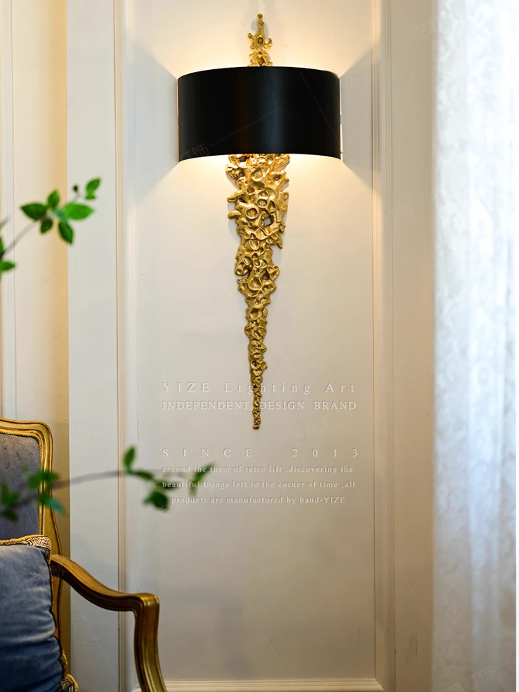 

Luxury Copper Wall Lamp French Design Long Wall Lamp Living Room Decor Corridor Hotel Lobby Villa Modern Art Brass Wall Sconce