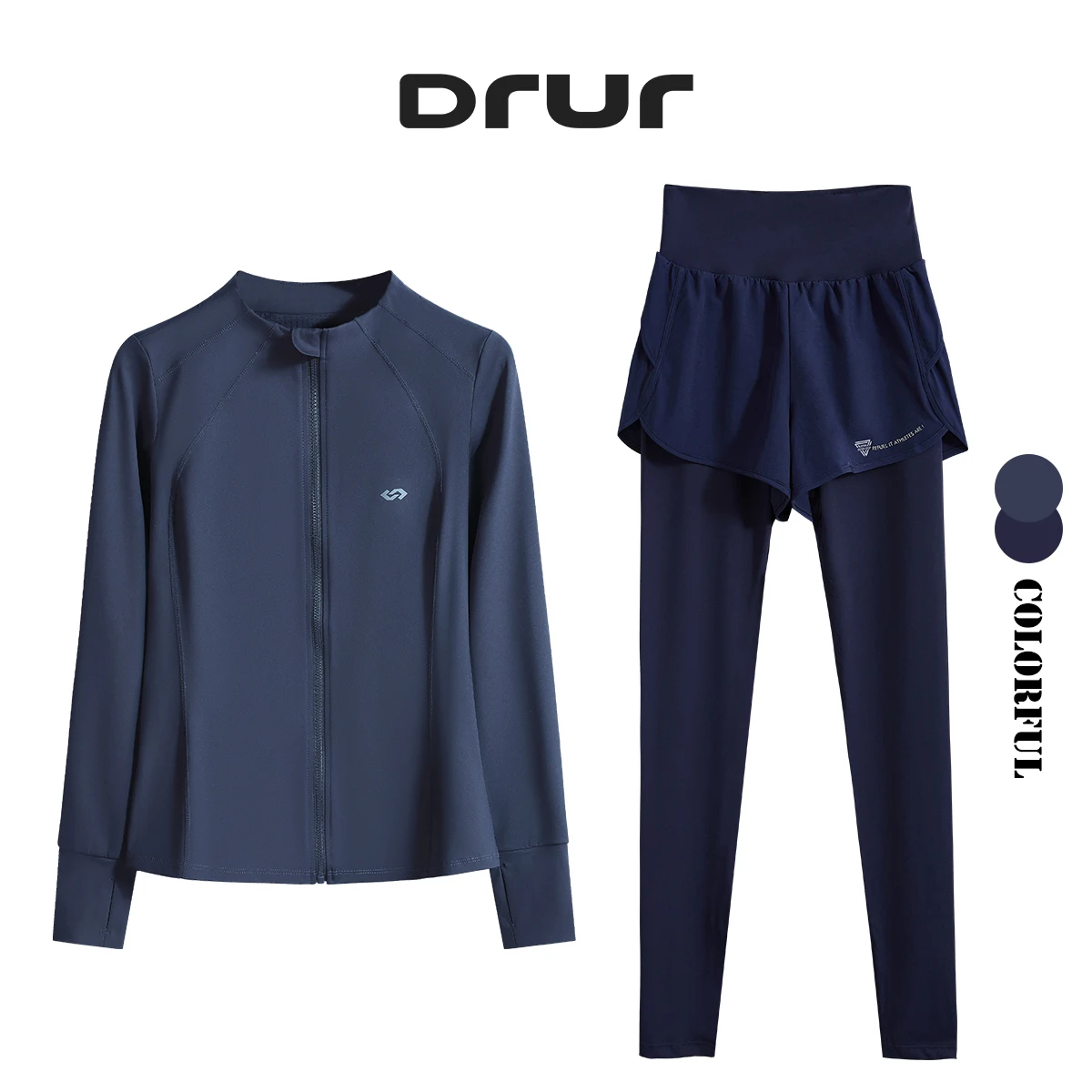 DRUR Sportswear Set For Women Gym Clothes Two Pieces Fitness Tracksuit Sports Outfits Woman Yoga Shirt Pants Sets 2025 Sportsuit