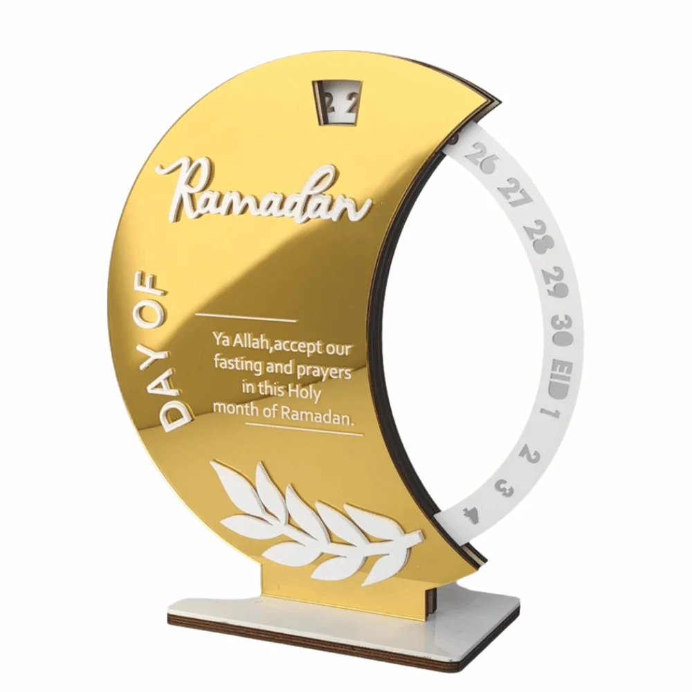 

Многоцветный календарь-адвент на Ид Мубарак с деревянной основой, акриловый календарь обратного отсчета до Рамадана, вращающееся настольное украшение