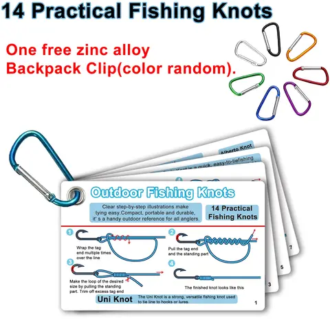 7PCS/SET Fishing Knot Guide Card Including 14 Easy-to-Tie Instructions Essentials for Beginner Anglers
