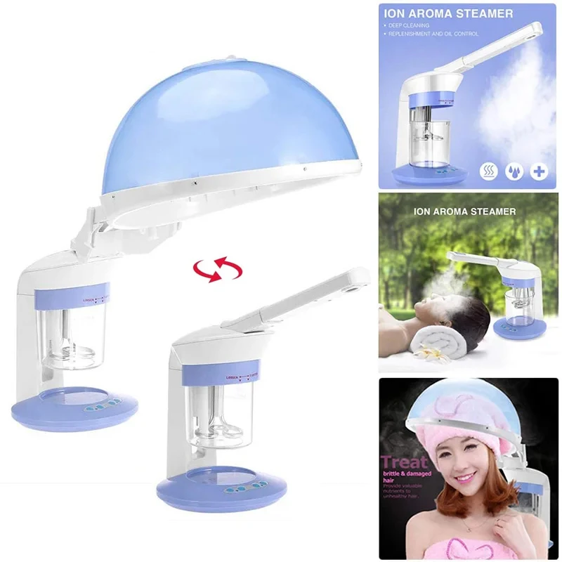 Hair Steamer 2 in 1 Ion Facial Steamer with Extendable Arm Table Top Hair Humidifier Hot Mist Moisturizing Facial Atomizer Spa