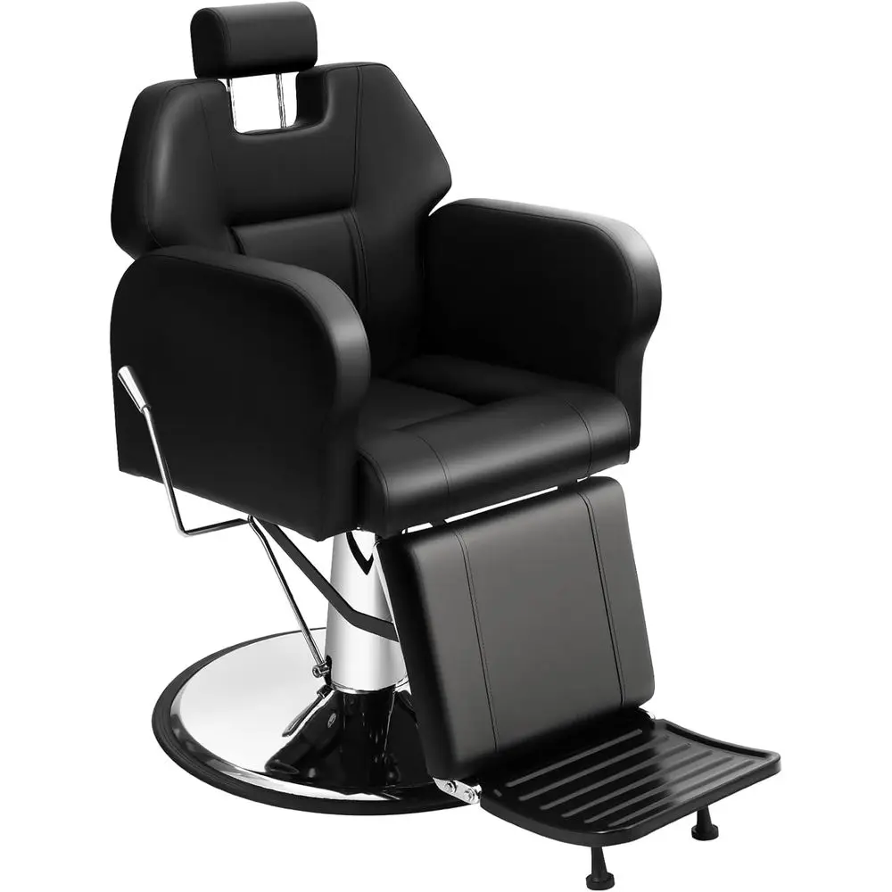 

Heavy-Duty 360° Swivel Barber Chair for Hair Styling, Tattoo, and Shampoo Services in Black