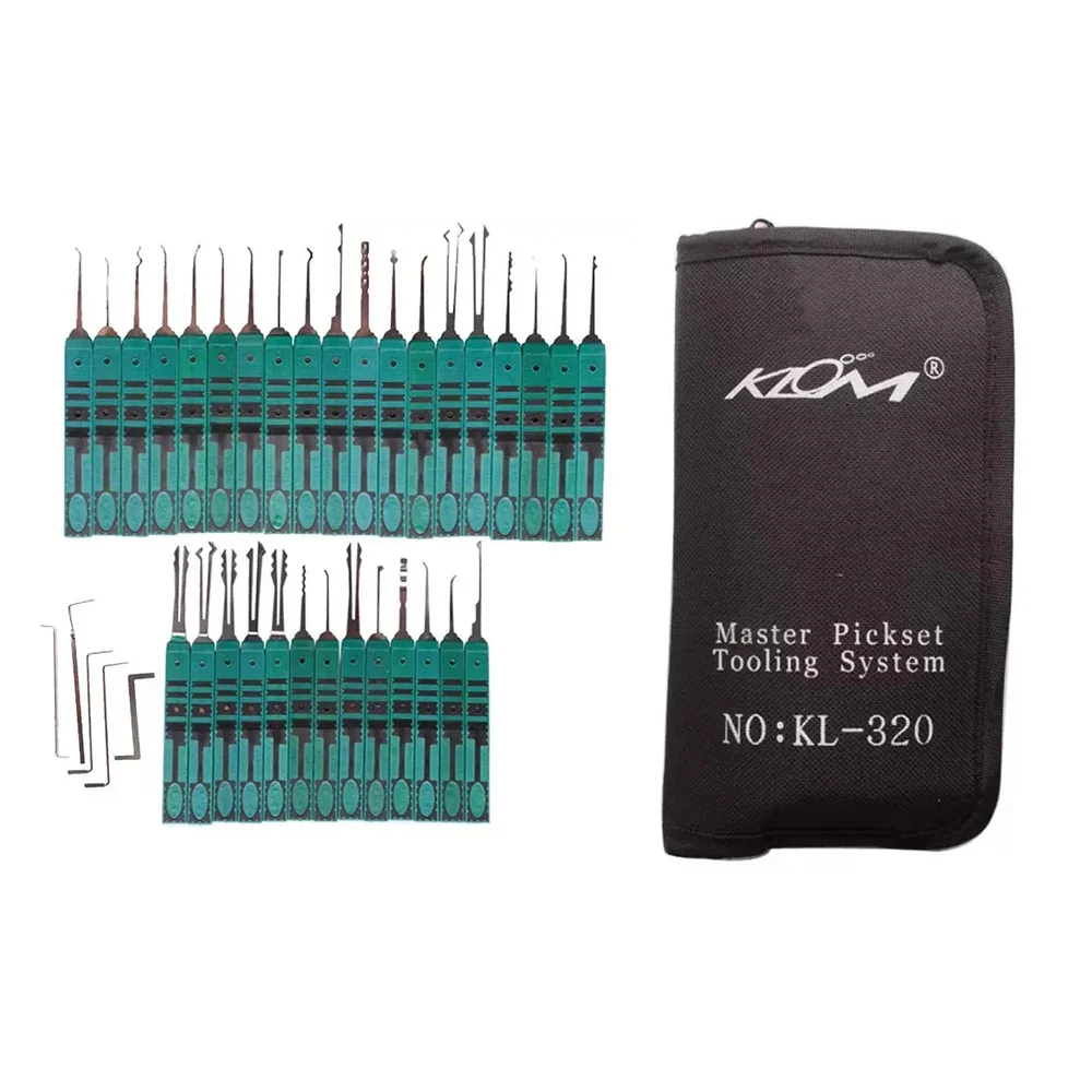 Herramientas Profesionales Originales para Cerrajeros Klom, Juego de Ganzúas KLOM320 de 32 Piezas, Herramientas de Gancho Multiusos para Cerrajeros, Multiusos