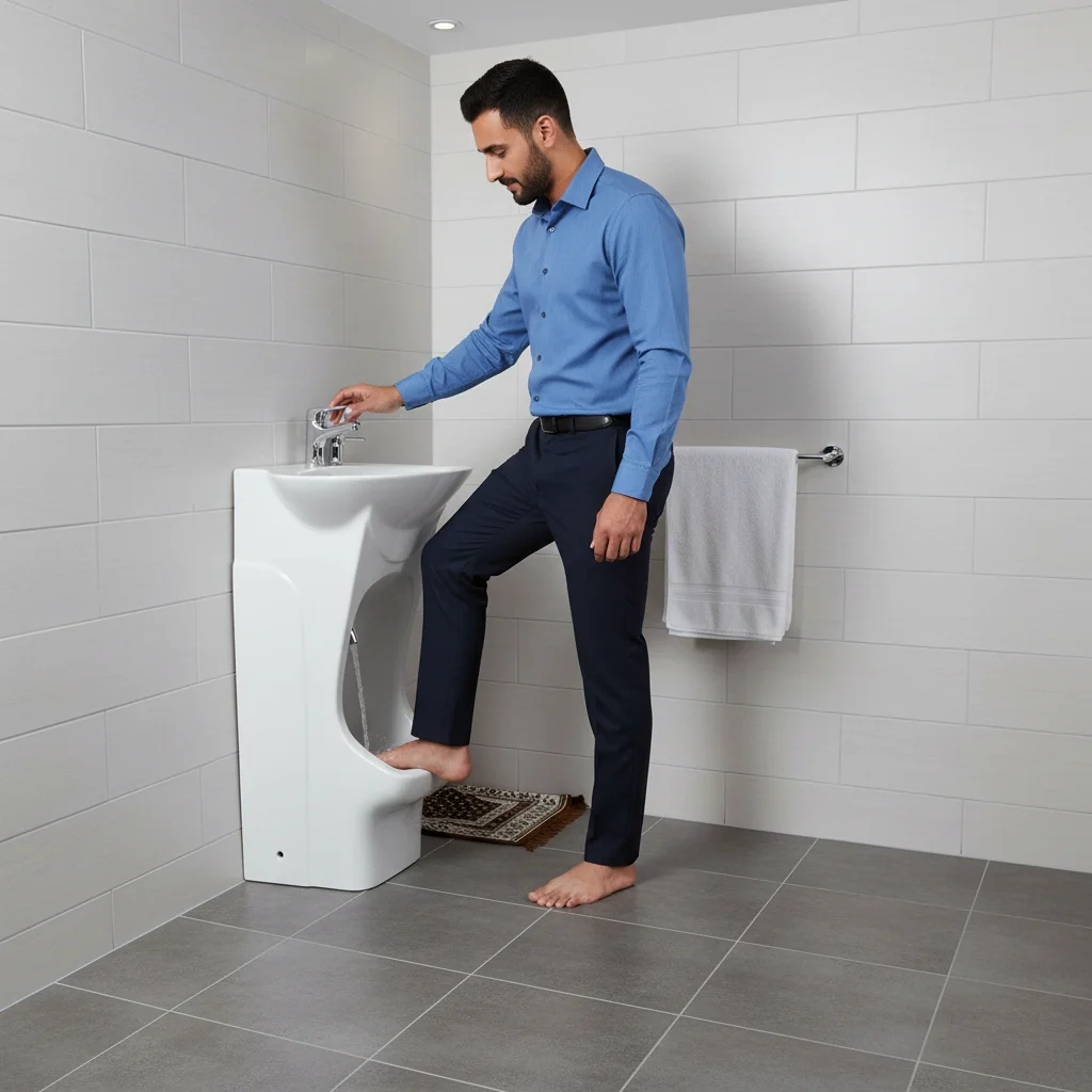 Muslim Full Standing Double Level Bathroom Wash Feet Wudu Basin Sink
