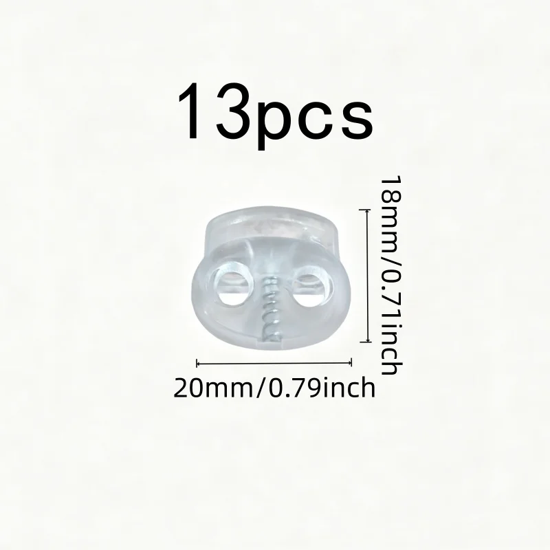 13 pcs 18mm Pig Nose Buckles, Adjustable Cord Lock, Clothing Drawstrings Shoelaces Adjustment, Transparent Plastic