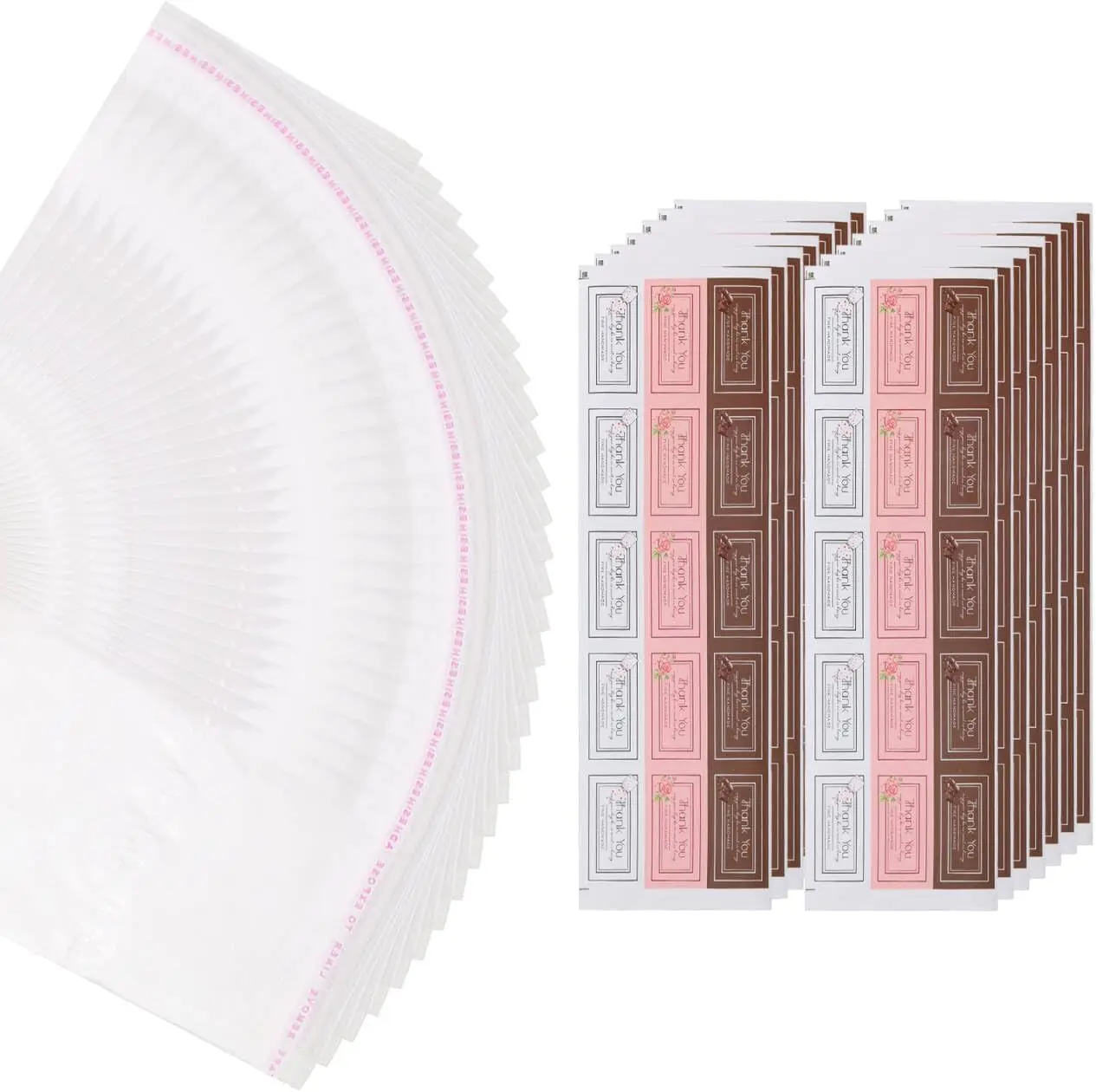 200 envoltorios para barras de chocolate, envoltorios autosellados para barras de dulces con 210 pegatinas de agradecimiento, celofán de plástico transparente