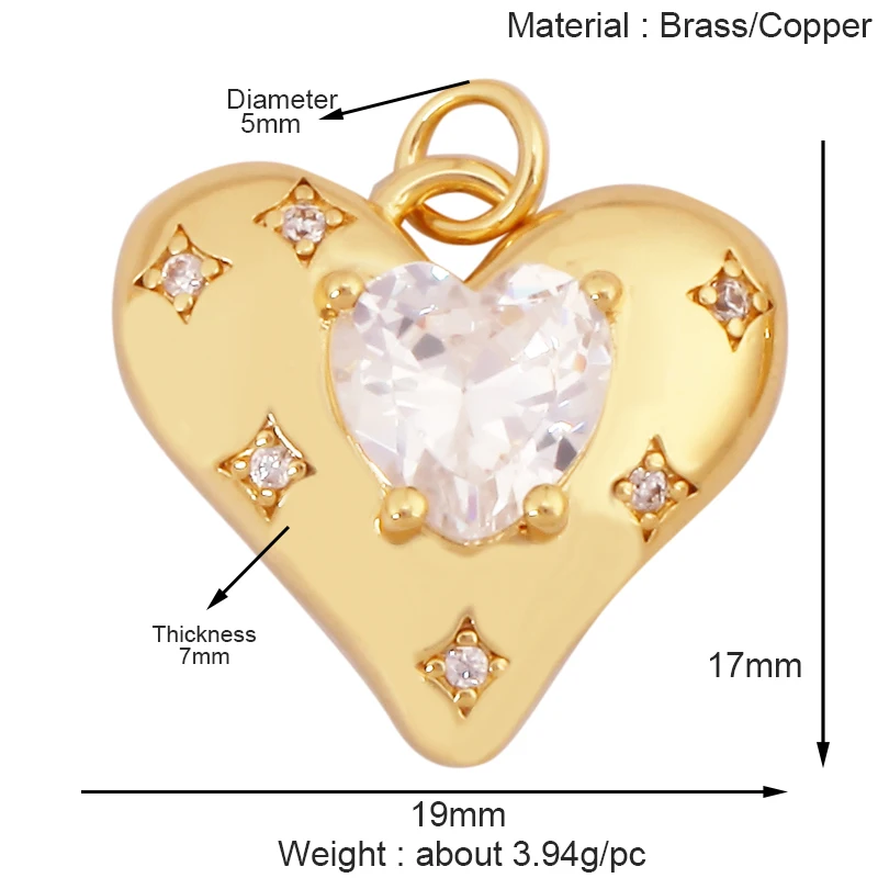 Mode Bunte Zirkon Brenn Liebe Herz Stern Charm Anhänger, 18K Gold Überzogene Halskette Armband DIY Handgemachten Schmuck Liefert K81 – Detail 12