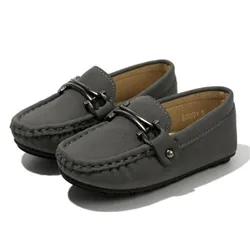 Zapatos planos de moda para niños y niñas, mocasines informales suaves sin cordones, color gris, otoño