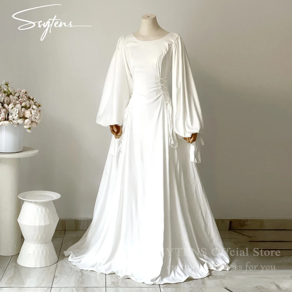 SSYTENS Women A-Line Wedding Dresses 2025 O Neck Bridal Dresses Corset Back Elegant Wedding Evening Beach Bride Gowns Customized