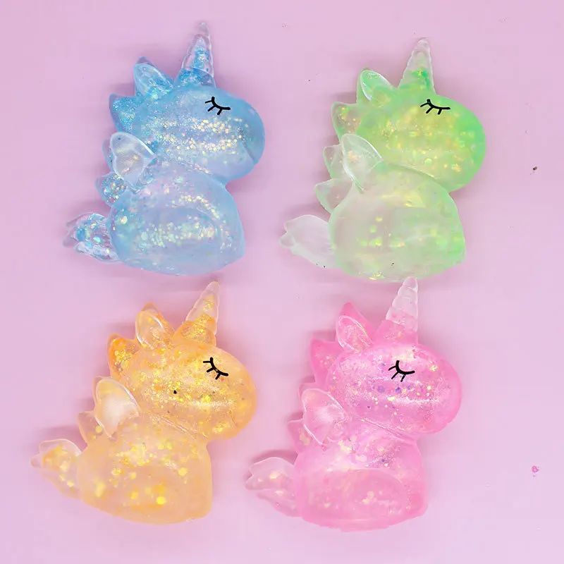 Anti-stress Soft TPR Slow Rebound Sequins Maltose Pinch Toy Stress Relief Elastic Squeezing Colored A Horned Horse Adult Gift