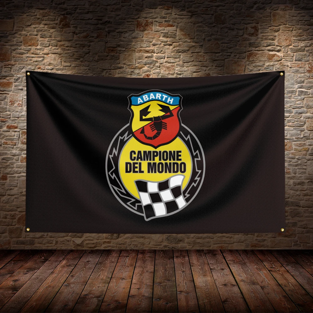 3x5 Ft Abarths Flag Polyester Printed Cars Banner Flags for Garage Decor