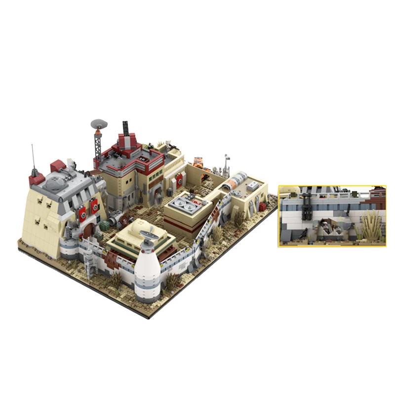 MOC Movie Space War Architecture Scene Module Southwest Tatooin Desert City Building Blocks Kid Collection Show Model Brick Toys