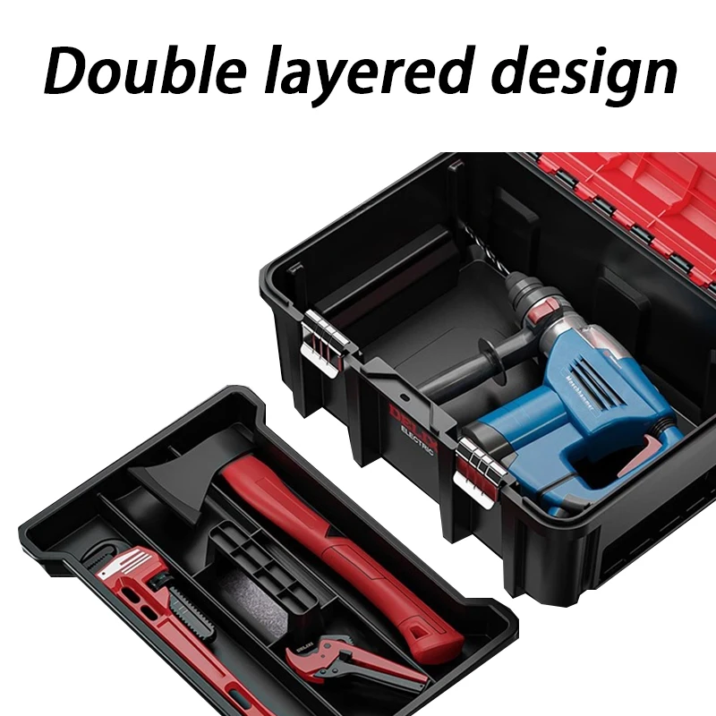 Handheld Tool Case Large Double-layer Tools Box Multifunctional Hard Case Toolbox Portable Manual Tool Stackable Storage Boxes