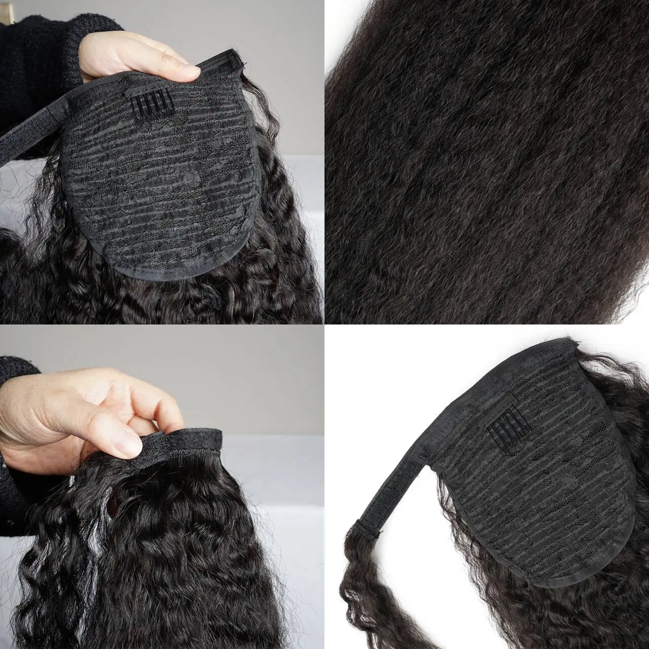 Kinky Straight Drawstring Ponytail Natural Black Color 100% Human Hair 18inch Clip In Ponytail Hair Remy Extensions For Women